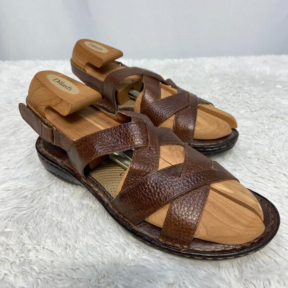 Boc Sandals Womens 10M Slingback Brown Leather Fisherman Casual Open Toe C60123 - Picture 2 of 8